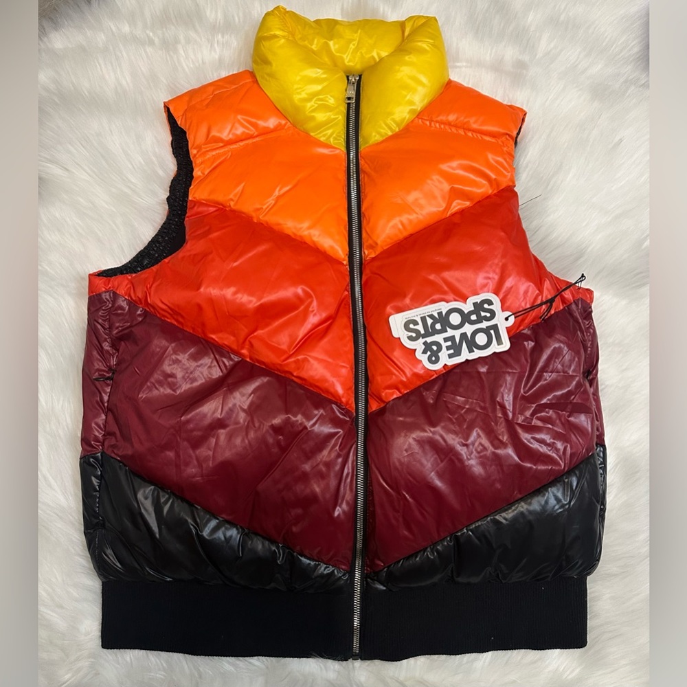Kids Colorblock Puffer Vest - Red/Orange/Yellow/Black